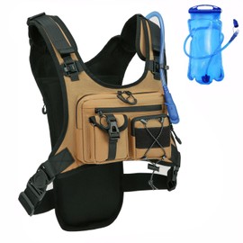 FTCYCRU Running Vest Backpack ,Cycling Hydration Backpack Pack 5L for Women and Men，Lightweight Hydration Pack for Marathon Trail Race Jogging Hiking and Climbing. (Khaki, One Size)