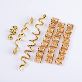 23 piezas de cuentas de pelo en espiral para rastas, anillos trenzados, puños de metal, accesorios para envolver el cabello (dorado)