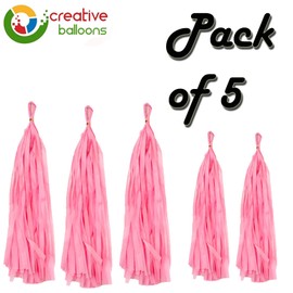 Tissue Paper Tassels Crepe Paper Streamers 25cm x 35cm Garland Bunting Pink Crepe Paper Craft Tassel for Baby Bridal Shower Birthday Party Hanging Decorations 5pcs