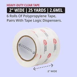 Tape Logic - Recambios para dispensador de cinta de embalaje transparente de 2 x 25 yardas (paquete de 6), rollo de cinta de embalaje transparente fuerte ideal para cajas de envío y mudanza