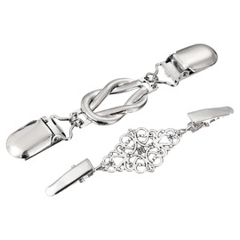 sourcing map Sweater Clips Retro Cardigan Collar Clips Shirt Clips Dresses Clip Shawl Clips for Women 2 Style(Silver)