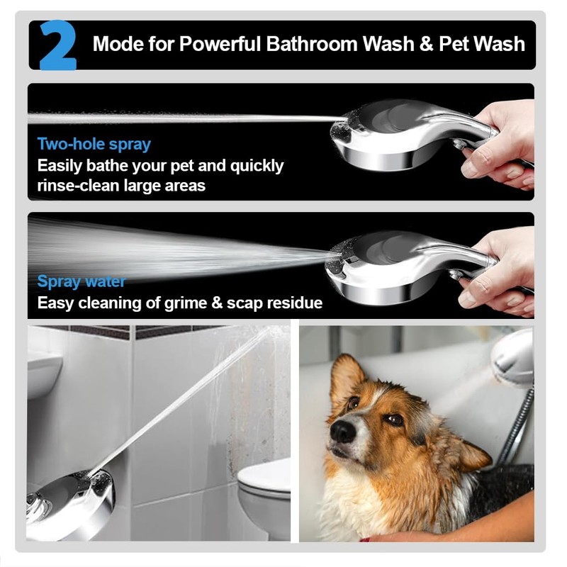 AquaMystic Luxury Shower Head Set - 10 Modes, Stainless Steel,