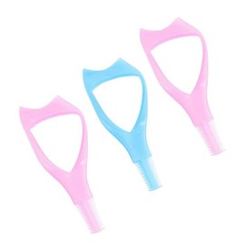 Ericotry 3PCS 3 in 1 Mascara Tool Plastic Makeup Eyelash Tool Eyelash Shield Applicator Guide with Eyelash Comb Brush Guard Eyelashes Brush for Women Girls (Color Random)