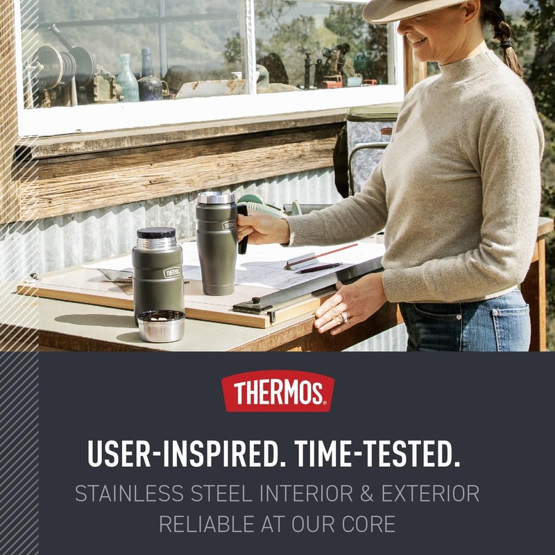 THERMOS Stainless King - Taza de viaje aislada al vacío,