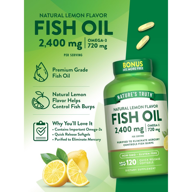 Nature's Truth Fish Oil 2400mg | 120 Quick Release Softgels