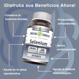 Selenio Selenium 200 Mcg 240 Tabletas Anticancerigeno Sabor Sin Sabor