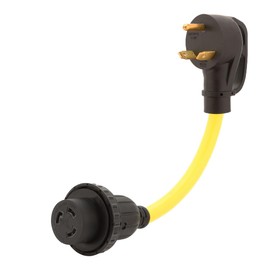 Nema TT-30P to L5-30R Adapter Cord, 30Amp Trailer Male to 30Amp Generator Female Adapter Cord, Trailer to Generator Adapter, STW 10AWG Length= 1Foot AC0054