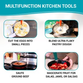 Heavy Duty, Small Stainless Steel modern meat chopper, pastry and crumble topping blender, fruit mascerator | Retro Modern | must have kitchen utensil, lightweight and versatile (Zippy Green)