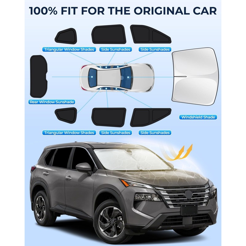 for Nissan Rogue 2021-2025 Car Window Shades, 8pcs Privacy Sun