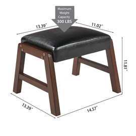 JESONVID Small Foot Rest Ottoman, 11.8" H PU Leather Rectangle Foot Stool with Non-Skid Wood Legs, Small Foot Step Footstool Sofa Footrest for Couch, Desk, Office, Black