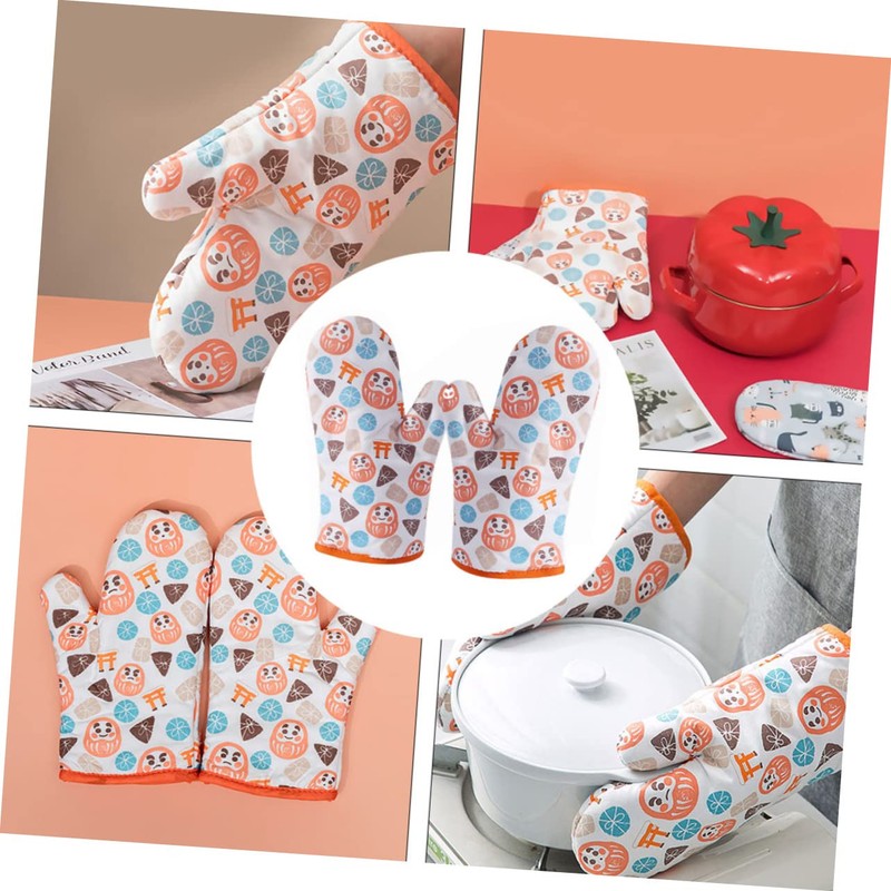 Ipetboom 1 Pair Heat Resistant Mitts Non Slip Oven Gloves