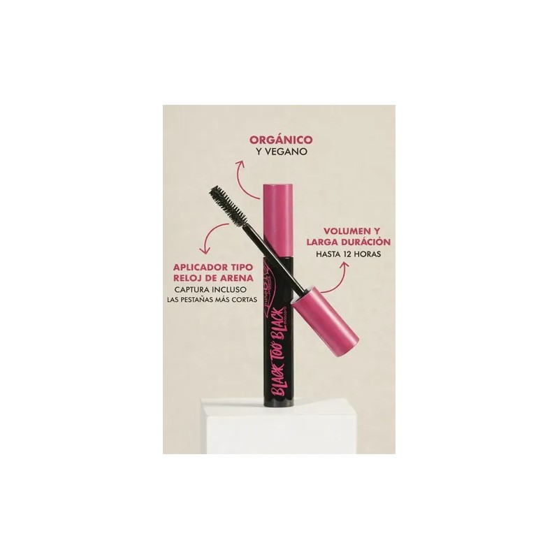 Máscara Pestañas Negro Purobio Too Black Organic Vegan Mascara, Deep