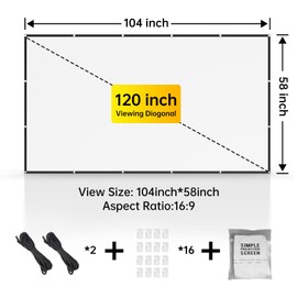 120 inch Projector Screen, Smonet Outdoor Projector Screen 16:9 Foldable Anti-Crease Projection Screen Portable Projector Screen for Home Theater Outdoor Indoor Support Double Sided Projection