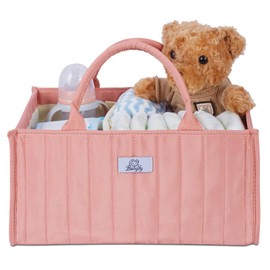 Babyfy Diaper Caddy Organizer, Stylish Nursery Storage Basket for Newborn Essentials. Perfect Baby Shower Set, Fitting Seamlessly into Diaper Stations and must-have for parenting journey (Blush Pink)