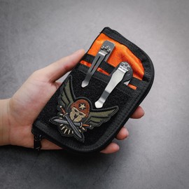 VIPERADE Small EDC Pouch, EDC Pocket Organiser for Men, Nylon Tool Pouch with 4 Pockets and 5 Elastic Compartments, Multitools Organiser, Orange