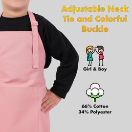 TOSHEX Kids Aprons for Cooking Waterdrop Resistant Aprons for Girl & Boy Toddler Apron for Painting, Gardening, Baking, Smock (Powder Pink, Small (3-5 years))