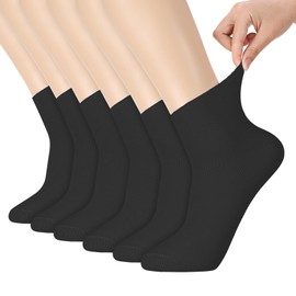 Zuimei 6 Pairs Extra Wide Socks for Swollen Feet, Loose Top Socks for Women Stretchy Elastic Sock Cotton Calf Loose Top Sock for Women Pregnant Hospital,Size 5.5-7.5