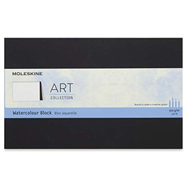 Moleskine Large Size 13 x 21 cm Art Collection Watercolour Block, Album with Paper for Watercolours, Cardboard Cover, Colour Black, 20 Pages