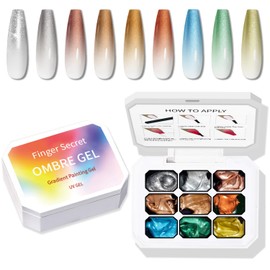 Karroy Sponge Pat Paint Nail Gel, 9 Colors Ombre Nails Gradient Gel Nail Blush Blooming Aura Nails Drawing Stripper Floral Painting Nail Art, No Wipe, UV/LED Curing (9 Colors M)