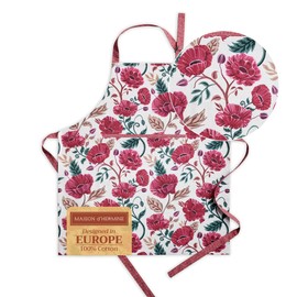 Maison d' Hermine Poppy 100% Cotton 1 Piece Kitchen Apron with an Adjustable Neck & Invisible Center Pocket with Long Ties for Women Men Chef Spring/Summer (27.50"x31.50")