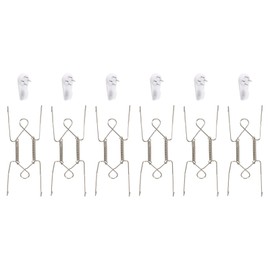 sourcing map 6 Pieces Plate Hanger, 6 Inch Stainless Steel Invisible Wall Plate Hangers with 6Pcs Wall Hooks for Decorative Plates, Silver