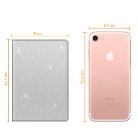 FINTIE Vehicle Registration Certificate Cover - Ultra Thin Lightweight Vehicle Registration Certificate Credit Card Holder Made of Faux Leather Case for Car Registration / ID / Cards, silver, Case