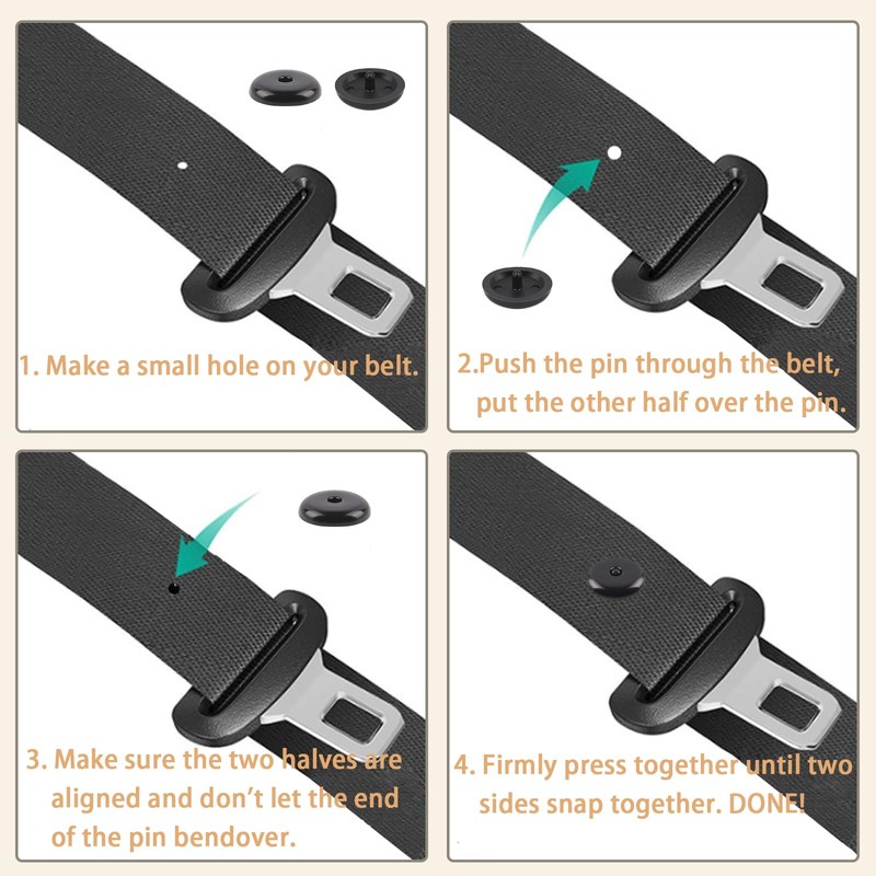 5 Sets Universal Seatbelt Stopper Kit, Snap-on Seat Belt Button