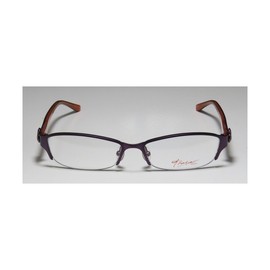 Thalia Corazonada Womens/Ladies Rx-able Must Have Designer Half-rim Rhinestones Eyeglasses/Eyewear (51-16-130, Purple / Amber)