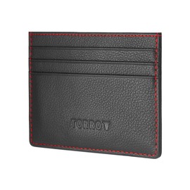 TORRO Card Holder – Genuine Leather Credit Card Holder Slim Wallet, Compatible with Contactless Transactions - Black