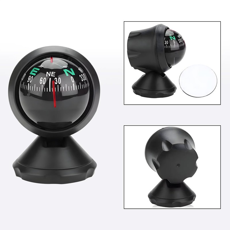 XINLIYA Car Compass, Vehicle Compass Ball with Bottom Stick, Dash