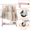 Calmootey Double Rod Clothing Garment Rack,Rolling Hanging Clothes Rack,Portable Clothes