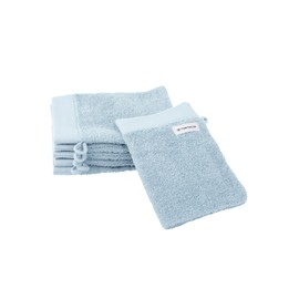 TOM TAILOR Wash Mitts Set of 6 16 x 21 cm 100% Cotton / Terry Cloth with Hanger and Label with Logo, Colour Bath Towel Light Blue (Sky Blue)
