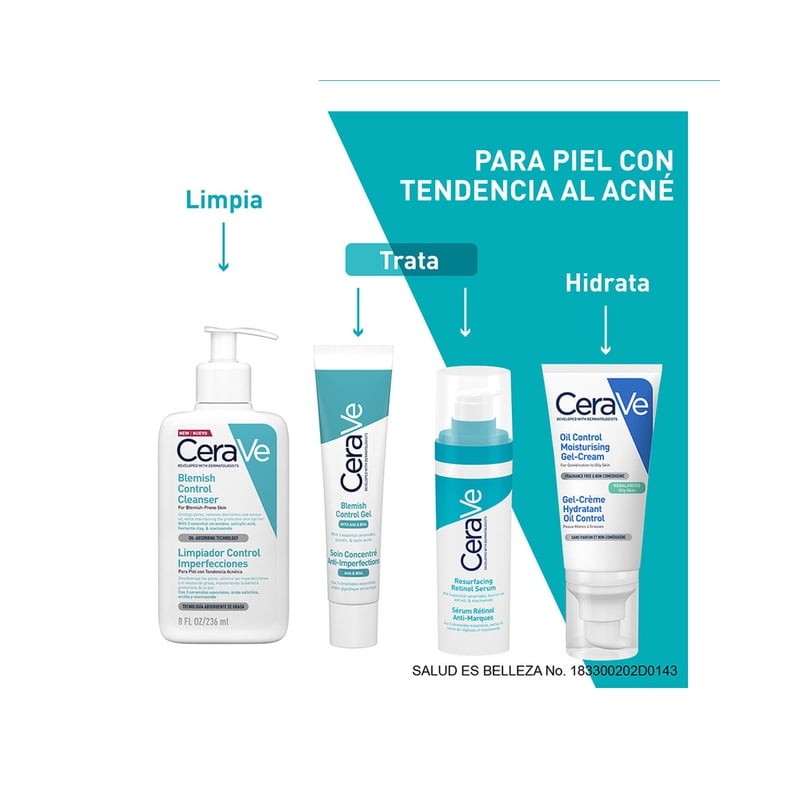 Gel CeraVe Blemish Control con AHA y BHA 40ml