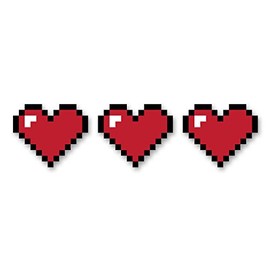 Pixelated Hearts Set of 3 Vinyl Stickers - Car Window Bumper Laptop - Select Size