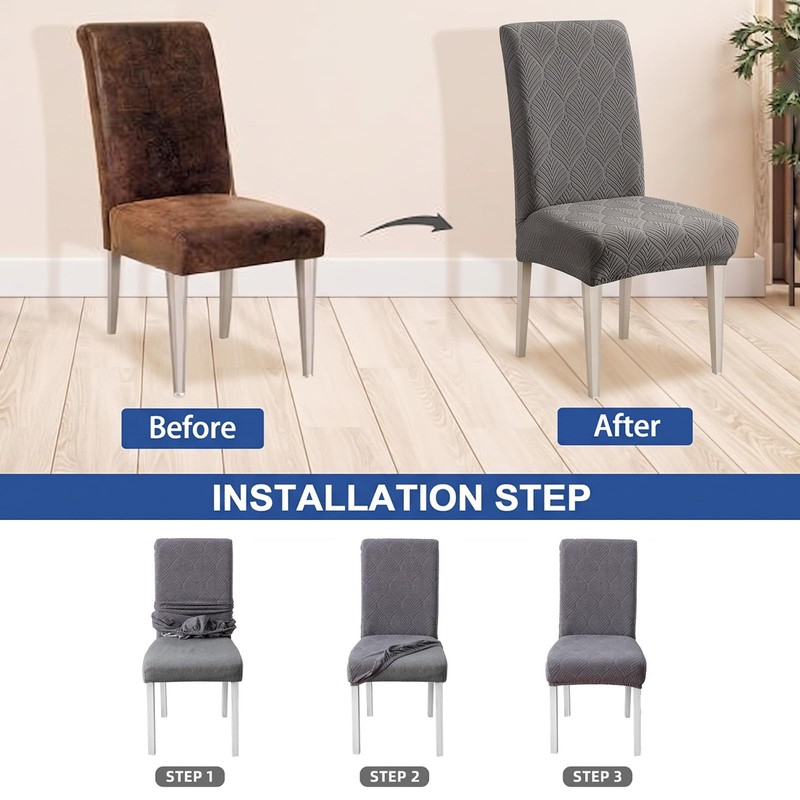 JUNZHE High Stretch Elastic Dining Chair Covers,Removable Washable Chair Protective