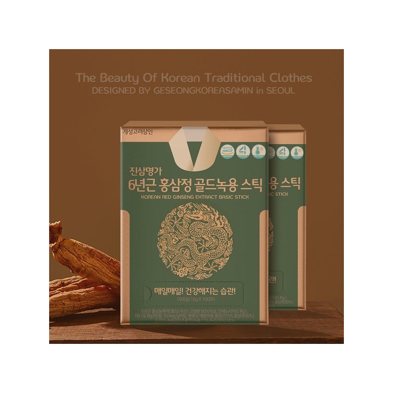 Gaeseong Goryeo Samin 진삼명가 6년근 홍삼정 녹용스틱 100포 Jinsamyeongga 6-Year-Old