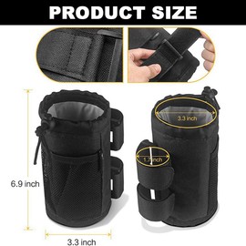 Lvjkes Bicycle Bottle Holder, Pack of 2 Drink Holders, Waterproof Material with Drainage Hole in the Base, Elastic Drawstring, Suitable for Pushchairs, Wheelchairs, Scooters and Off-Road Vehicles etc