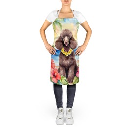 Caroline's Treasures Chocolate Poodle Luau Apron Cooking Kitchen Server Baking Crafts Gardening for Adult Women Men, Unisex, Large, Multicolor