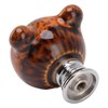 6PCS Bear Door Knob Orange Zinc Alloy Ceramic Decorative Bear