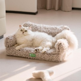 MEWOOFUN Cat Bed for Indoor Cats Dog Bed Medium Small Dog Bed Cat Sofa Cat Dog Couch Orthopedic, Egg- Foam Pet Bed with Removable Washable Cover and Non-Slip Bottom(Medium, Brown)