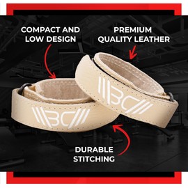 WARM BODY COLD MIND Premium Leather Wrist Wraps for Olympic Weightlifting, Wrist Support, Fitness, Weightlifting, Powerlifting, Wrist Support for Strength Training, Crossfit (Beige, S)