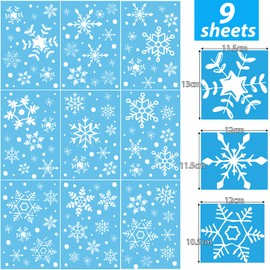 9 Sheets Christmas Window Stickers Snowflakes Stars Dots Christmas Window Clings Stained Glass Clings Christmas Window Decorations Xmas Decorations
