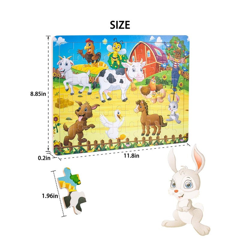 Wooden Puzzles for Kids Ages 4-8 Year Old, 4 Packs