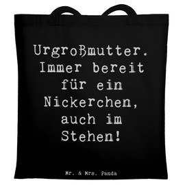 Mr. & Mrs. Panda Tragetasche Spruch Urgroßmutter Nickerchen - Geschenk, Handarbeit, Humorvolle Sprüche, Familie, Liebevolle Grüße, Strandtasche,