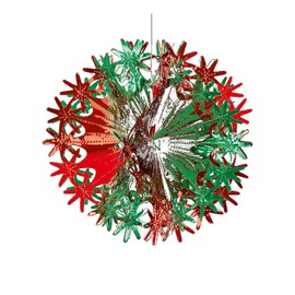 Davies Green/Red Christmas 2 Tone Foil Ceiling Decorations - 30cm Ball