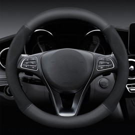 Ergocar Steering Wheel Cover Napa Leather Anti-Slip Sweat Absorbing General Motors Accessories All Seasons (15 Inches) 38 Cm