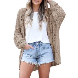 Womens Crochet Cardigan Sweater Kimonos Boho Solid Color Oversized Summer Open Front Outwear