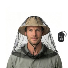 Mosquito Net Head Pack of 2 Ultra Large Design Mosquito Net Outdoor Mosquito Net Head with Extra Fine Mesh for Camping, Hiking, Fishing, Gardening, Suitable for Most Hats, Lightweight with 1 Carry Bag