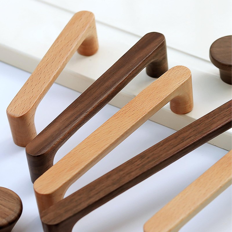 KOVNISE 2 PCS Cabinet Pulls Solid Wood Pulls Beech Original