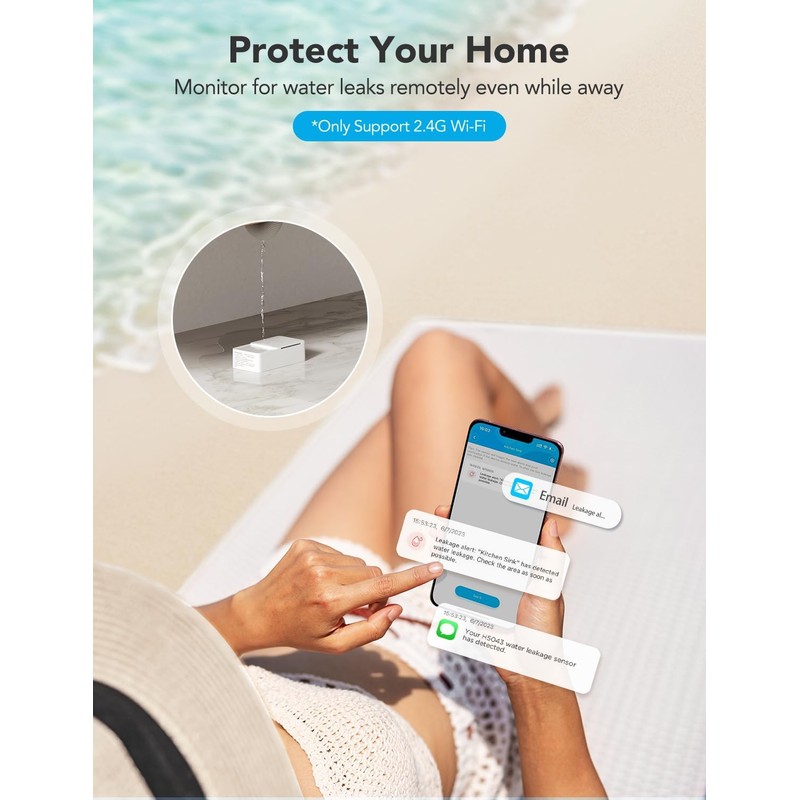GoveeLife Premium Smart Water Leak Detector 2 with 1968ft Ultra-Long
